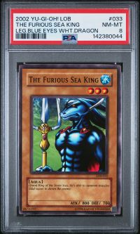 PSA 8 - Yu-Gi-Oh Card - LOB-033 - THE FURIOUS SEA KING (common) - NM-MT