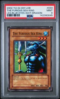 PSA 9 - Yu-Gi-Oh Card - LOB-033 - THE FURIOUS SEA KING (common) - MINT
