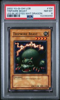 PSA 8 - Yu-Gi-Oh Card - LOB-104 - TRIPWIRE BEAST (common) - NM-MT