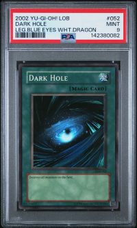 PSA 9 - Yu-Gi-Oh Card - LOB-052 - DARK HOLE (super rare holo) - MINT