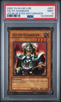 PSA 9 - Yu-Gi-Oh Card - LOB-007 - CELTIC GUARDIAN (super rare holo) - MINT