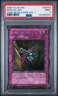 PSA 9 - Yu-Gi-Oh Card - DR1-EN054 - ROPE OF LIFE (rare) - MINT