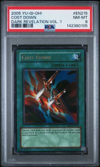 PSA 8 - Yu-Gi-Oh Card - DR1-EN215 - COST DOWN (ultra rare holo) - NM-MT
