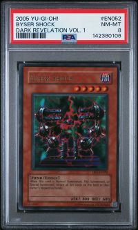 PSA 8 - Yu-Gi-Oh Card - DR1-EN052 - BYSER SHOCK (ultra rare holo) - NM-MT