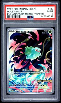 PSA 9 - Pokemon Card Mega Evolution Box Topper Promo - 133/132 BULBASAUR *STAMPED* - MINT