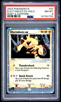 PSA 8 - Pokemon Card - Ruby & Sapphire 97/109 - ELECTABUZZ EX (holo-foil) - NM-MT