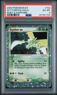 PSA 6 - Pokemon Card - Ruby & Sapphire 102/109 - SCYTHER EX (holo-foil) - EX-MT
