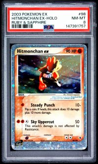 PSA 8 - Pokemon Card - Ruby & Sapphire 98/109 - HITMONCHAN EX (holo-foil) - NM-MT