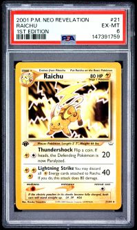 PSA 6 - Pokemon Card - Neo Revelation 21/64 - RAICHU (rare) - EX-MT