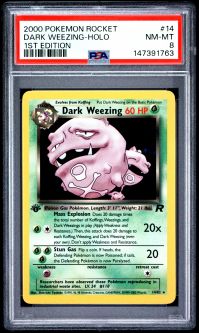 PSA 8 - Pokemon Card - Team Rocket 14/82 - DARK WEEZING (holo-foil) * 1st Edition * - NM-MT