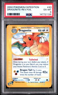 PSA 6 - Pokemon Card - Expedition 43/165 - DRAGONITE (reverse holo) - EX-MT