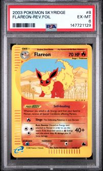PSA 6 - Pokemon Card - Skyridge 8/144 - FLAREON (reverse holo) - EX-MT