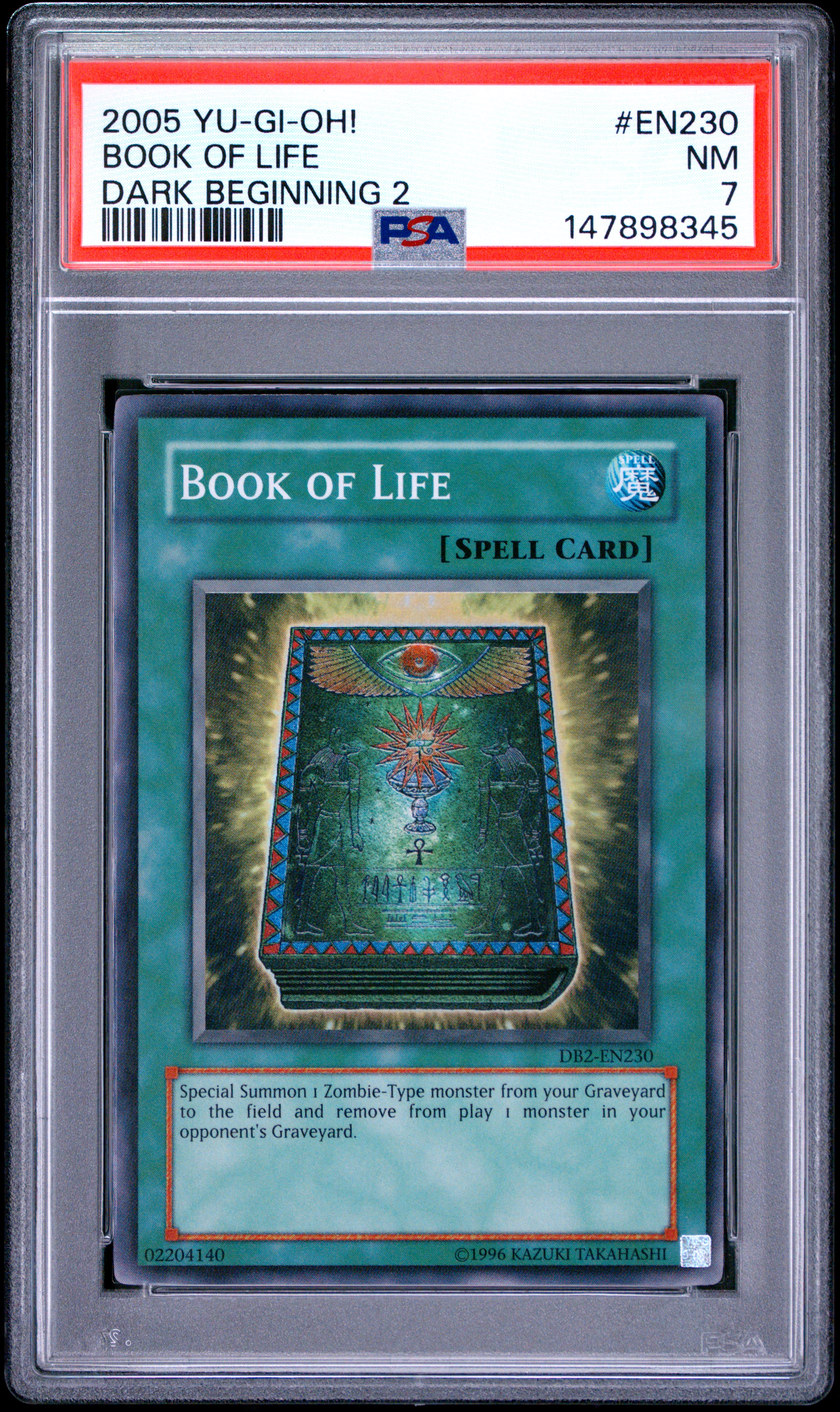 PSA 7 - Yu-Gi-Oh Card - DB2-EN230 - BOOK OF LIFE (super rare holo) - NM