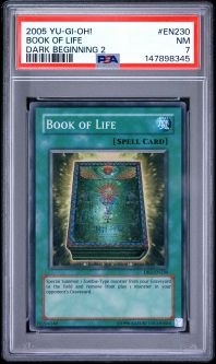 PSA 7 - Yu-Gi-Oh Card - DB2-EN230 - BOOK OF LIFE (super rare holo) - NM