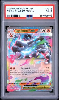 PSA 9 - Pokemon Card - ME Phantasmal Flames 013/094 - MEGA CHARIZARD X EX (holo-foil) - MINT