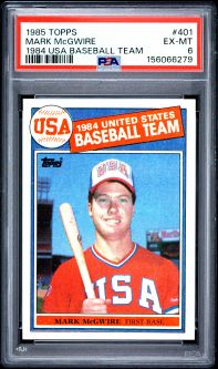 PSA 6 - MARK McGWIRE - 1985 Topps Baseball #401 - USA TEAM Rookie RC - EX-MT