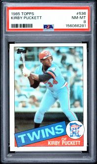 PSA 8 - KIRBY PUCKETT - 1985 Topps Baseball #536 - Rookie RC - NM-MT