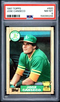 PSA 8 - JOSE CANSECO - 1987 Topps Baseball #620 Rookie RC - NM-MT