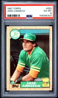 PSA 6 - JOSE CANSECO - 1987 Topps Baseball #620 Rookie RC - EX-MT