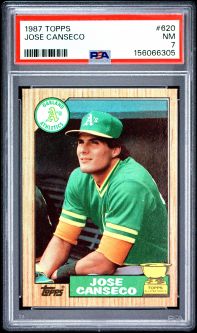 PSA 7 - JOSE CANSECO - 1987 Topps Baseball #620 Rookie RC - NM