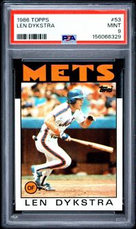 PSA 9 - LEN DYKSTRA - 1986 Topps Baseball #53 - MINT