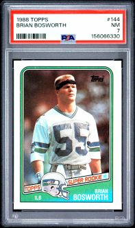 PSA 7 - BRIAN BOSWORTH - 1988 Topps Football #144 Rookie RC - NM