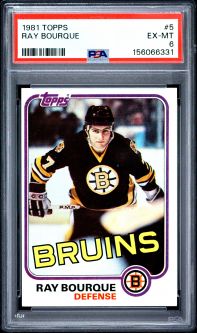 PSA 6 - RAY BOURQUE - 1981 Topps Hockey #5 - EX-MT