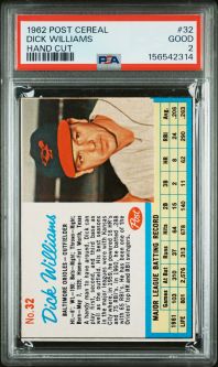 PSA 2 - DICK WILLIAMS - 1962 Post Cereal Baseball #32 (Hand Cut) - GOOD