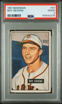 PSA 2 - ROY SIEVERS - 1951 Bowman Baseball #67 - GOOD