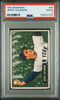 PSA 2 - JERRY COLEMAN - 1951 Bowman Baseball #49 - GOOD
