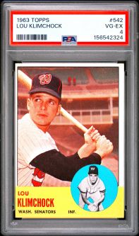 PSA 4 - LOU KLIMCHOCK - 1963 Topps Baseball #542 - VG-EX
