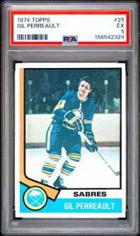 PSA 5 - GIL PERREAULT - 1974 Topps Hockey #25 - EX