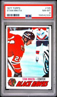 PSA 8 - STAN MIKITA - 1977 Topps Hockey #195 - NM-MT