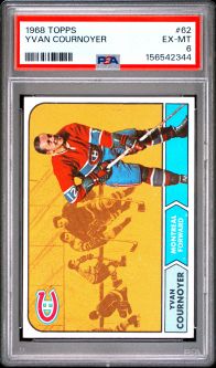 PSA 6 - YVAN COURNOYER - 1968 Topps Hockey #62 - EX-MT