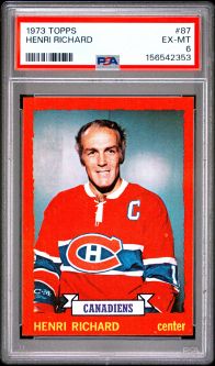 PSA 6 - HENRI RICHARD - 1973 Topps Hockey #87 - EX-MT