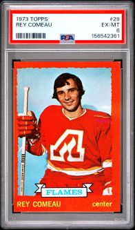 PSA 6 - REY COMEAU - 1973 Topps Hockey #29 - EX-MT
