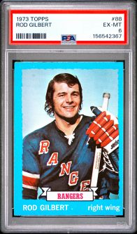 PSA 6 - ROD GILBERT - 1973 Topps Hockey #88 - EX-MT