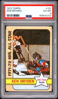PSA 6 - KEN DYRDEN (NHL ALL-STAR) - 1972 Topps Hockey #127 - EX-MT
