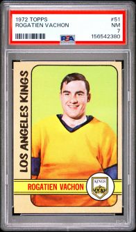 PSA 7 - ROGATIEN VACHON - 1972 Topps Hockey #51 - NM