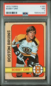 PSA 7 - BOBBY ORR - 1972 Topps Hockey #100 - NM