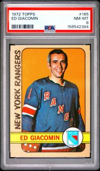 PSA 8 - ED GIACOMIN - 1972 Topps Hockey #165 - NM-MT