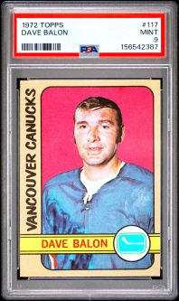 PSA 9 - DAVE BALON - 1972 Topps Hockey #117 - MINT