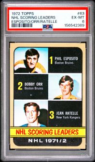 PSA 6 - NHL SCORING LEADERS (BOBBY ORR, ESPOSITO+) - 1972 Topps Hockey #63 - EX-MT