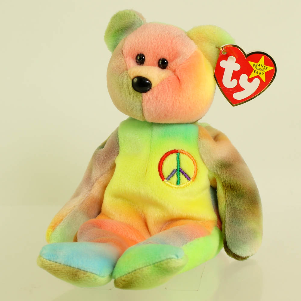 TY Beanie Baby - PEACE the Ty-Dyed Bear (Green/Yellow) (8.5 inch) *NM ...
