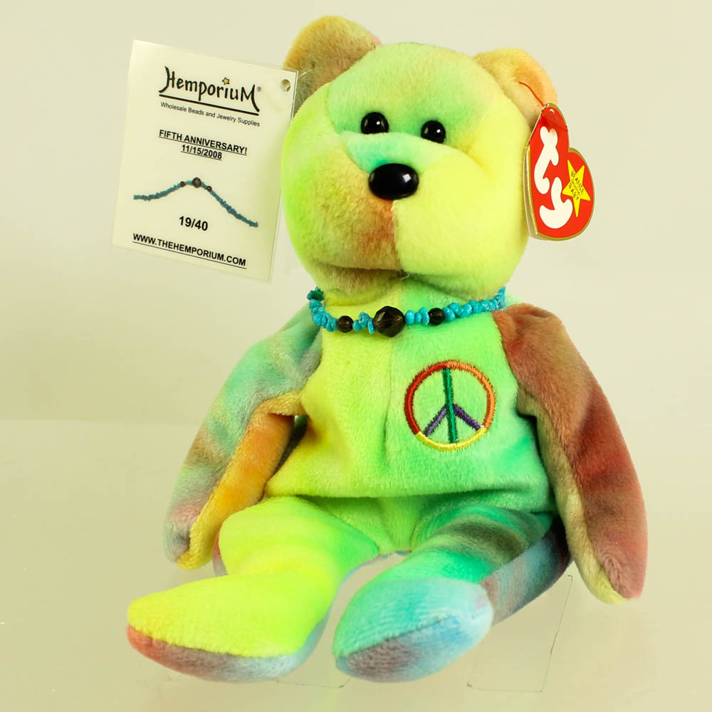 TY Beanie Baby - PEACE the Bear (HEMPORIUM Version Tag) MWMTs