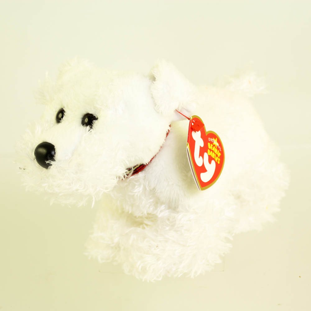 TY Beanie Baby - FARLEY the White Dog (5.5 inch) *NON MINT*