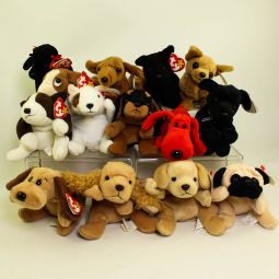 TY Beanie Babies - Lot of 14 Dogs (Fetch Butch Bruno Rover GiGi Tiny +8) *CANADIAN TUSH TAGS*