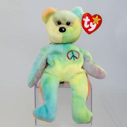 TY Beanie Baby - PEACE the Ty-Dyed Bear (Yellow//Green) (8.5 inch) *MWMT*