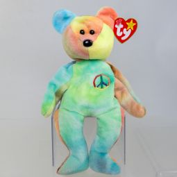TY Beanie Baby - PEACE the Ty-Dyed Bear (Orange/Green) (8.5 inch) *MWMT*