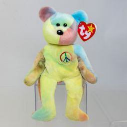 TY Beanie Baby - PEACE the Ty-Dyed Bear (Yellow/Blue) (8.5 inch) *MWMT*